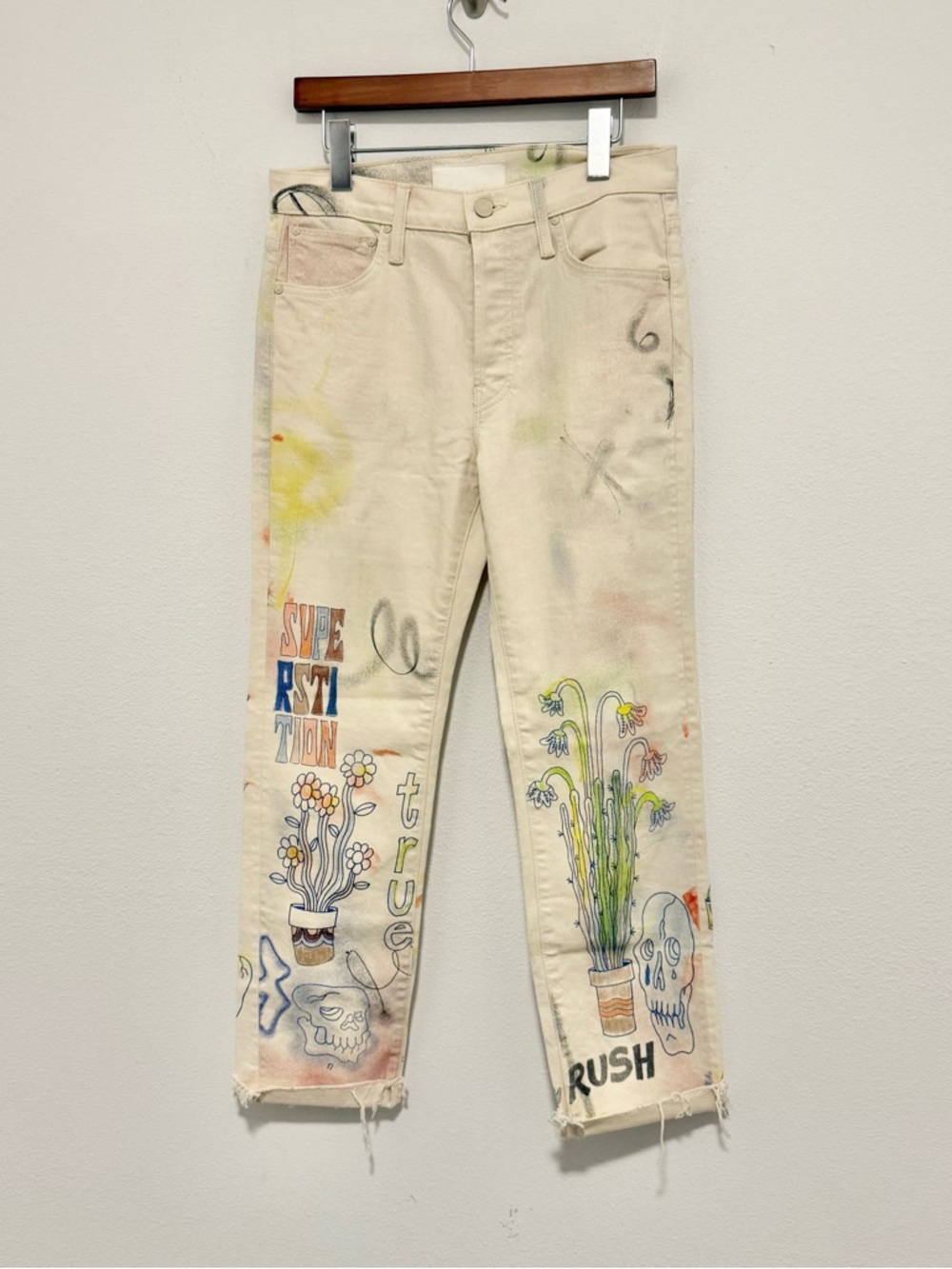 MOTHER Superior The Scrapper Cuff Ankle Fray Straight Leg Superstition Size 26 - Picture 2 of 13